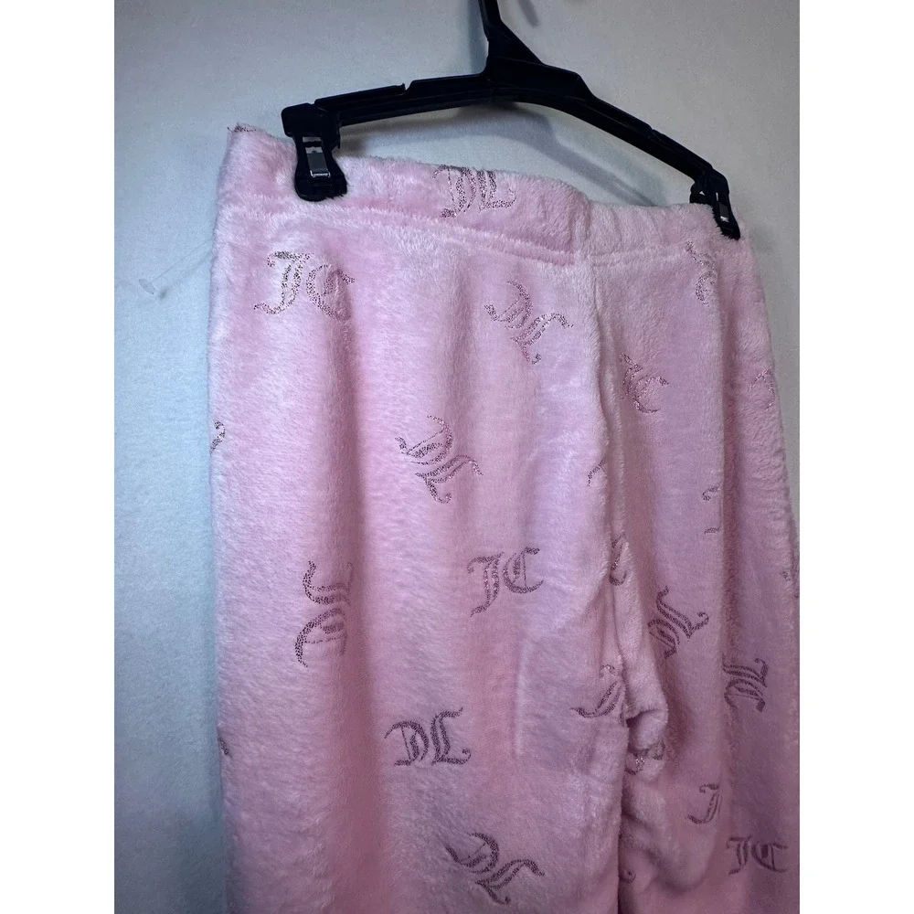 Juicy Couture Pink Velour All Over JC Logo Pajama Pants Sleepwear Size S - Picture 6 of 6